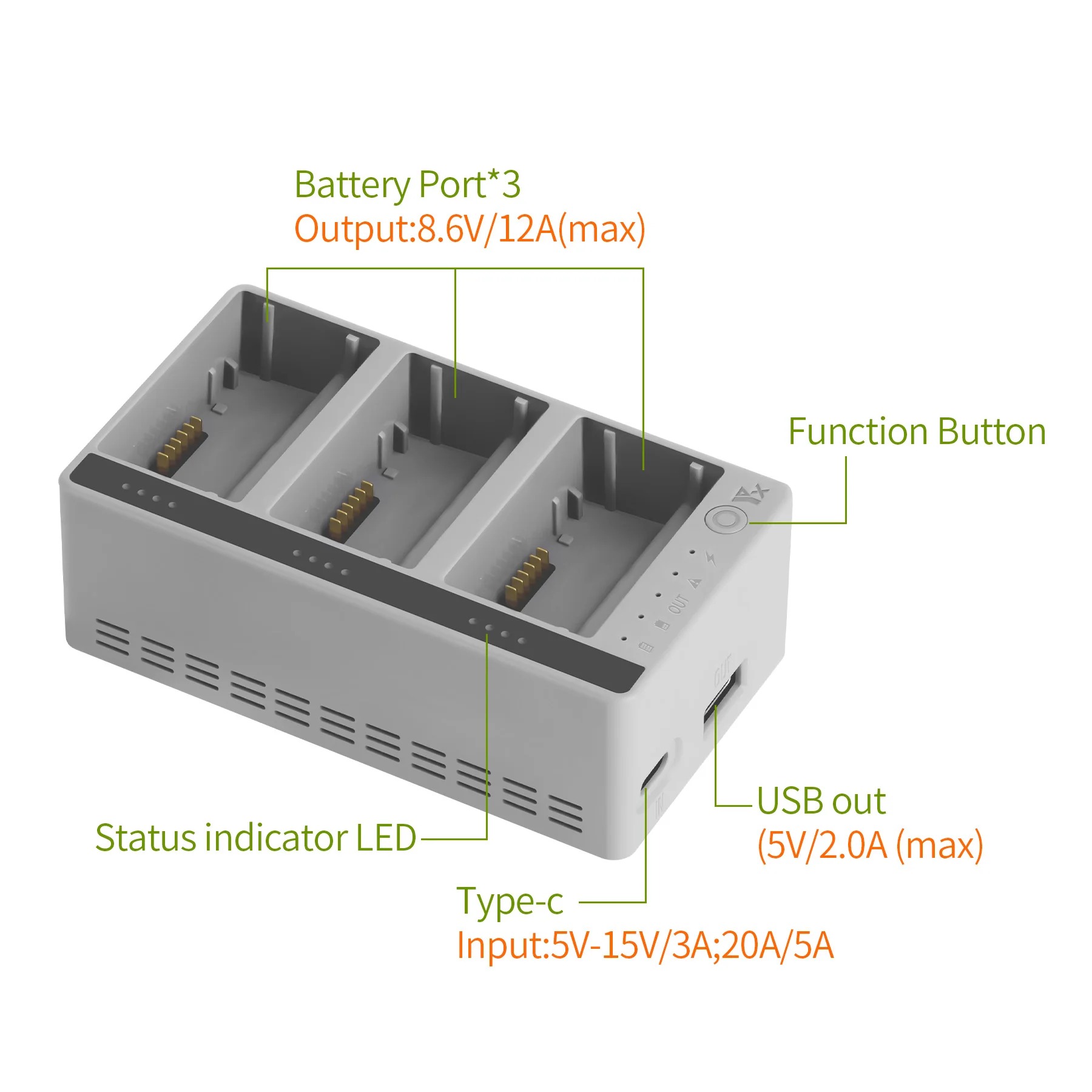 Drone Battery Smart - DJI LITO 1/X1 ドローンバッテリー用 3 ウェイスマート充電器