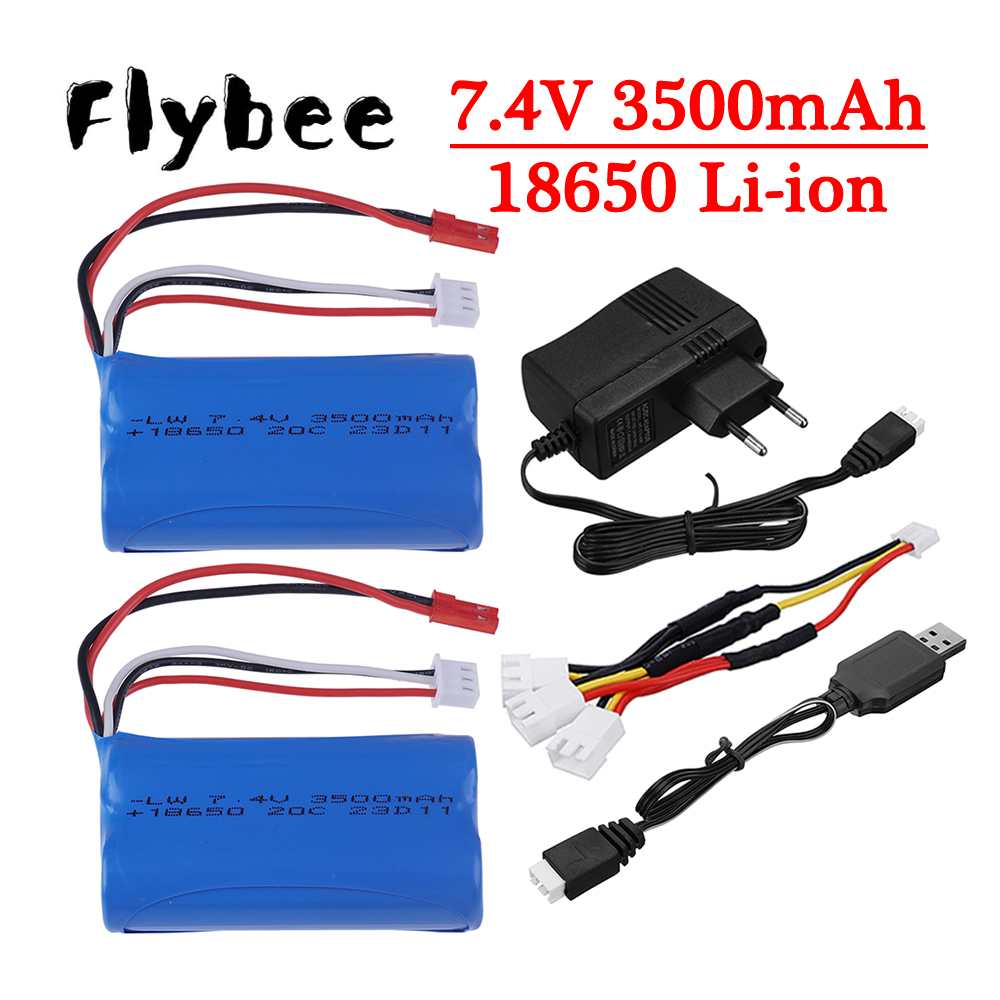 Drone Battery Li-Ion - JSTプラグと充電器を備えたリチウムイオン電池,3000mahから3500mahにアップグレード,7.4v,18650,RCレーシングトラック,電気玩具,バックアップ電池に適しています