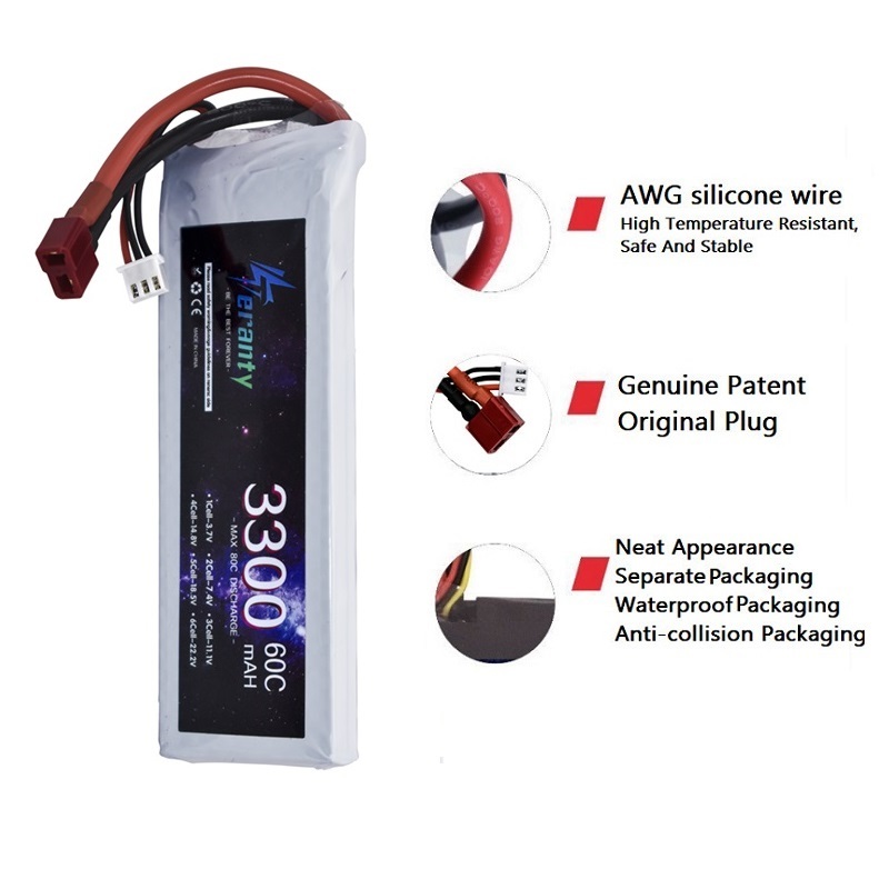 2S 7.4V リポバッテリー 3300mAh 60C 車  - Drone Battery Lipo のレビューと価格